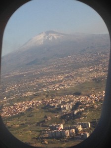 Mt Etna in the distance, and Catania Italy below